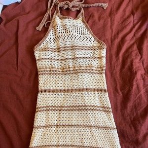 Silvana Crochet Halter Mini Dress S